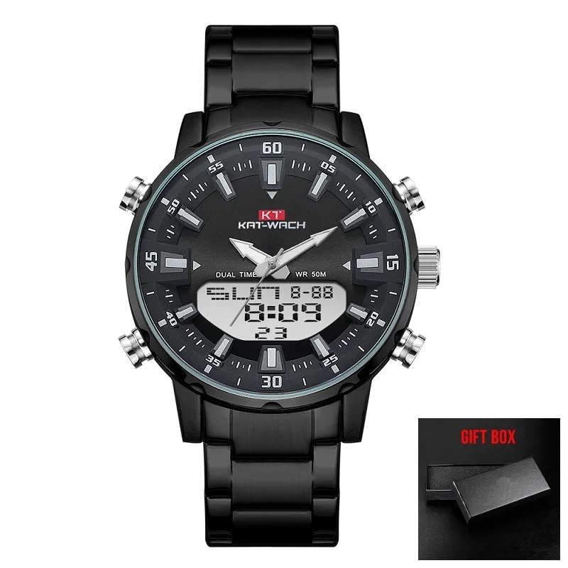 2021 Gold Wrist Watch Men Top Brand Waterproof Sports Digital Watches LED Steel Military Quartz Watch For Men Wristwatch Relogio 