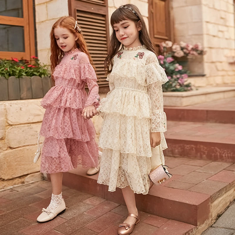 Toddler Baby Kid Girls Long Sleeve Dress Clothes Embroidery Princess Party Dress 