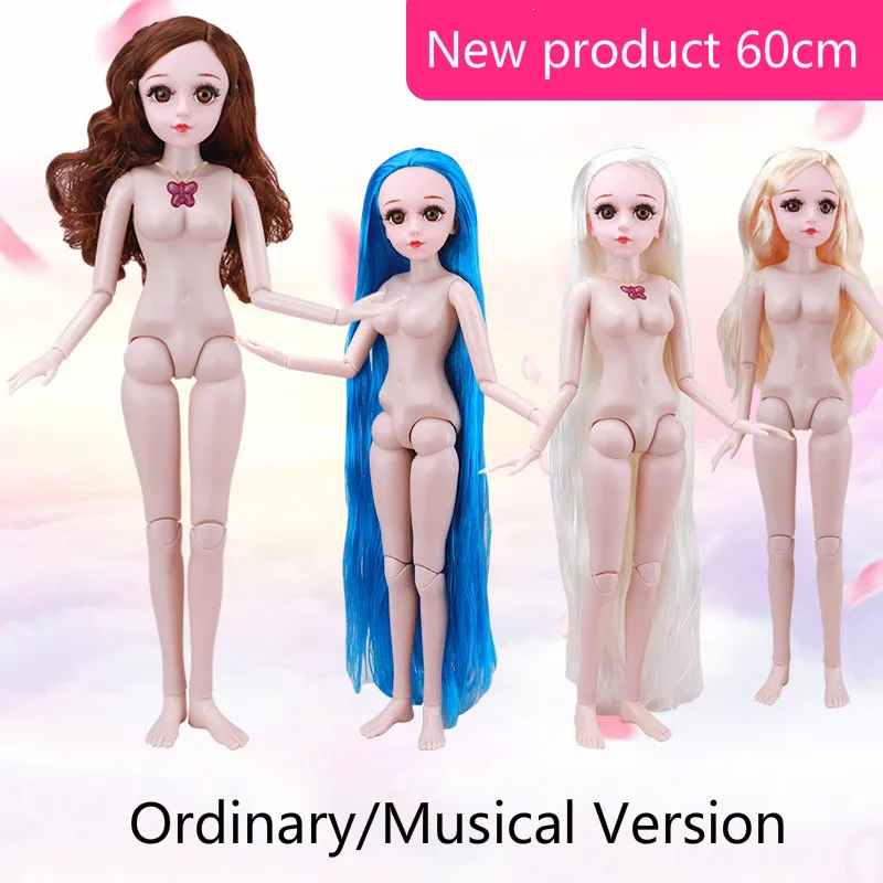 Billig Neue 60 Cm Lori Puppe Plain Nackt Puppe Echt Augen Lange Wimpern Multi joint Musik Prinzessin Mädchen Puzzle Spielzeug geburtstag Geschenk