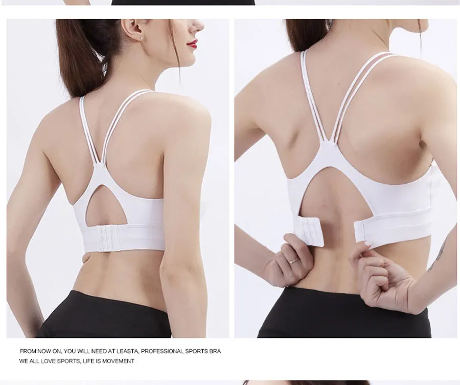 Sexy Women Sports Bra cross belt Brathable Sports Top Push Up Female Gym Fitness Female Running Yoga three rows of buttons Bra