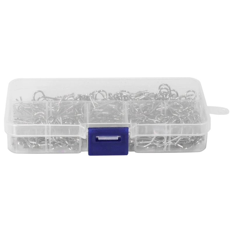 

200 Pieces of RC Body Clip Stainless Steel R Clip RC Car Shell Pin with Storage Box for 1/10 1/12 Scale RC Model