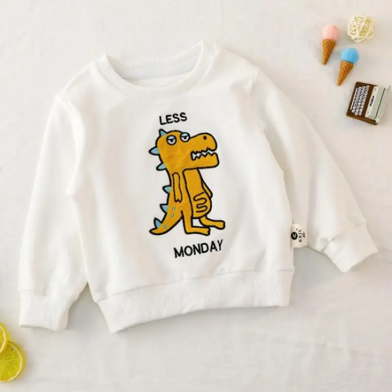 Baby Brand Clothes Children Hoodies Sweatshirts Boys Girls Cotton Cartoon Animal Print Kids Sweatshirt Active Sale O-neck - Цвет: Белый