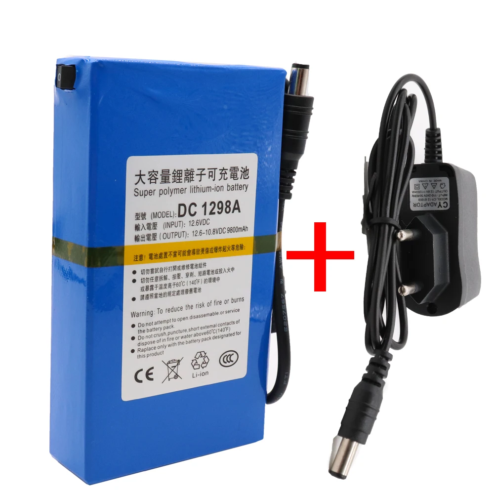 100% прочный DC 12V 9800 MAH высокой Ёмкость литий-ионный перезаряжаемый аккумулятор AC