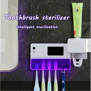 

UV Light Toothbrush Sterilizer Holder Cleaner +Automatic Toothpaste Dispenser