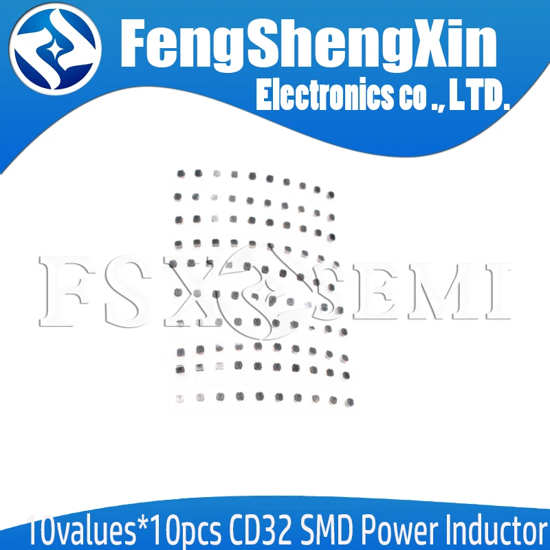 10values*10pcs CD32 SMD Power Inductor Assortment Kit 2.2UH-220UH Chip Inductors CD32 Wire Wound Chip