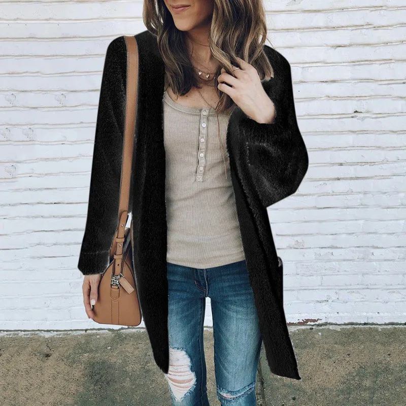 

Autumn Winter Office Lady coat Fashion Women Long Sleeve loose knitting cardigan sweater Women Knitted Female Cardigan