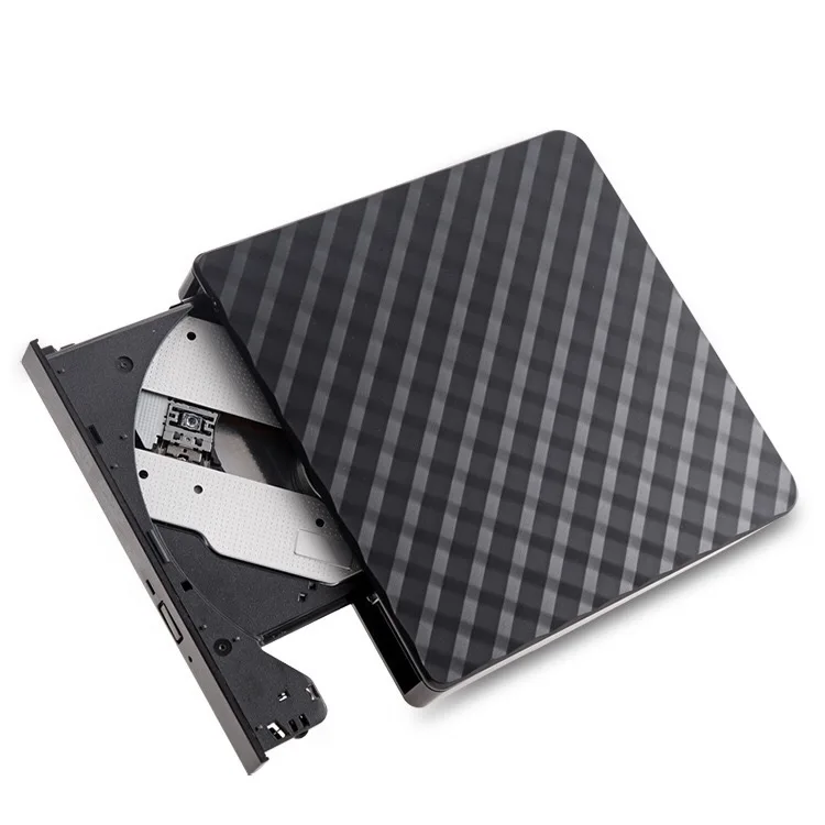 Черный Гофрированный Внешний USB3.0 DVD горелки RW CD писатель тонкий оптический привод горелки ридер плеер лоток тип портативный для ПК ноутбука - Цвет: Черный