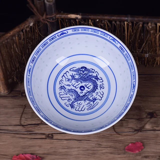 4,5/5/6/7/8/9 Hüvelyk Kék És Fehér Porcelán Ramen Tál Kínai Jingdezhen Kerámia Rizs Tálak Sárkánymintás Asztali Edények Vintage - Image 5