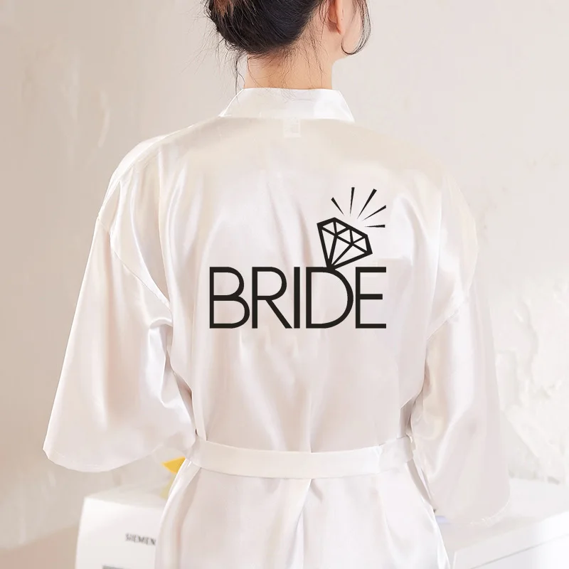 Свадебная вечеринка команда невесты халат кимоно атласная пижама халат Подружка невесты, сестра на заказ халаты