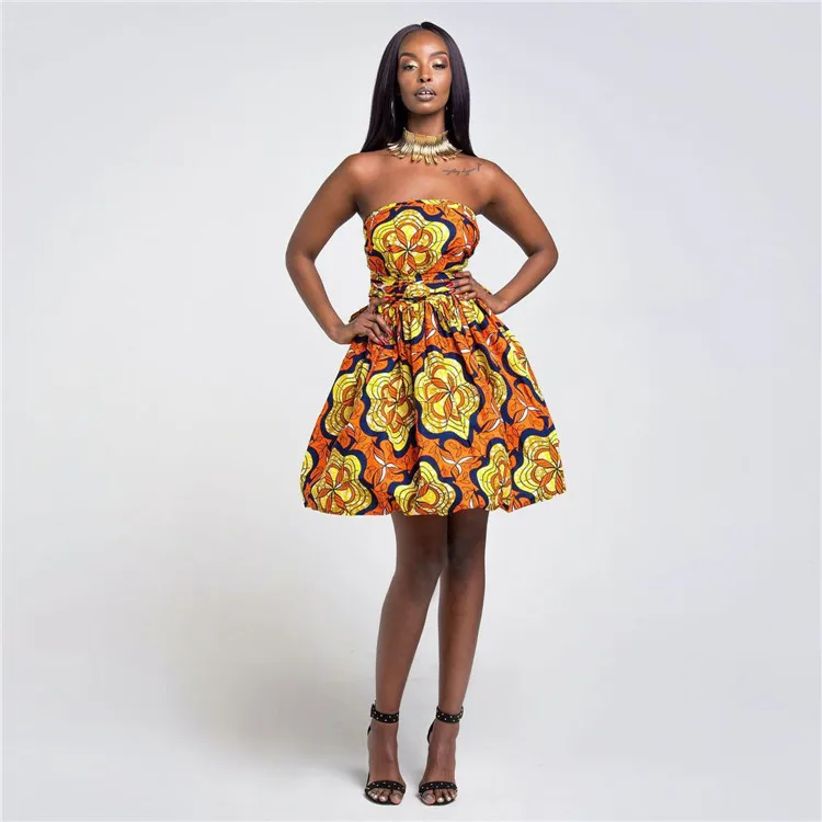 Африканские платья для женщин с этническим принтом плиссированная повязка, короткая юбка Bazin Riche Vestidos Dashiki рубашка в африканском стиле Femme 2019