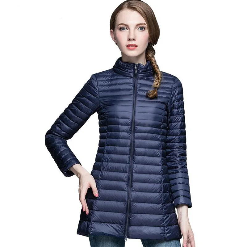 

Women Ultra Light Down Jacket Autumn Winter Warm White Duck Down Parkas Portable Plus Size Long Hooded Thin Lightweight Coat 7XL