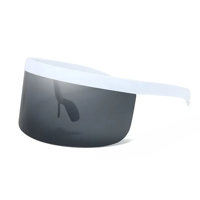 SO&EI Oversized Anti-Peeping One Piece Rimless Sunglasses Men Fashion Outdoor Sports Windproof Goggles Women UV Mask Sun Glasses White gray