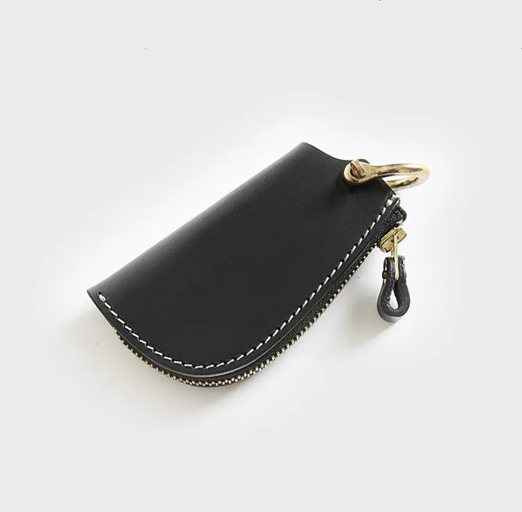 Натуральная кожа, автомобильный мужской держатель для ключей, женские кошельки, органайзер для ключей, ключница, чехлы на молнии, сумка для ключей, чехол для автомобиля, подарки - Цвет: Black