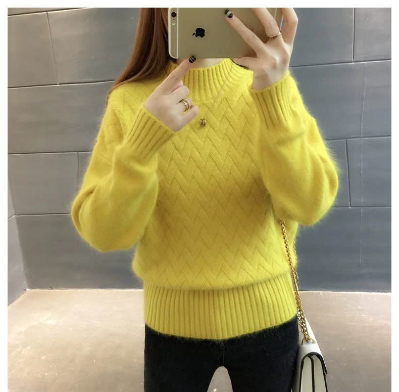 Толстый теплый свитер с высоким воротником Женский зимний джемпер с длинными рукавами женские свитера и пуловеры Femme белый желтый