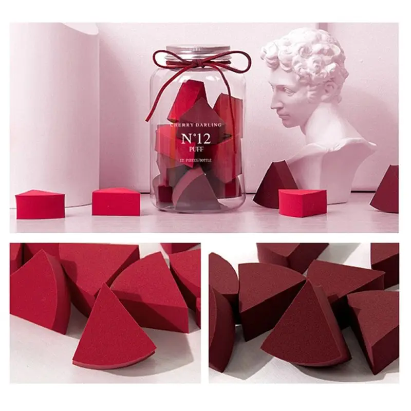 1 флакон(12 шт.) спонж пудра слоеный женский макияж основа косметический инструмент для лица сухого и влажного двойного назначения#11