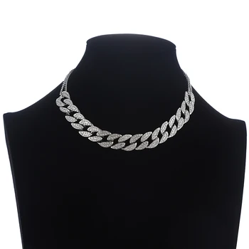 Iced Out Cuban Link Chain Necklace Women’s Neck Choker Luxury Jewellery Girls Rhinestone Chocker Fashion Hip Hop Jewelry 2020