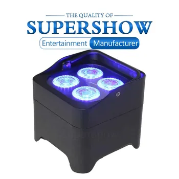 

Free Shipping 4Pcs/Lot RGBWAUV 6in1 Battery LED Par Light Remote Control for Party Nightclub Entertainment Equipment