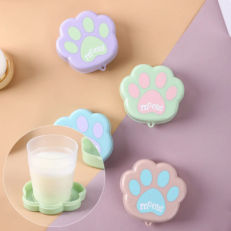 Portable Silicone Retractable Folding Cup Cute Cat Claw Collapsible Travel Camping Climbing Milk Juice Tea Dropshipping | Дом и сад