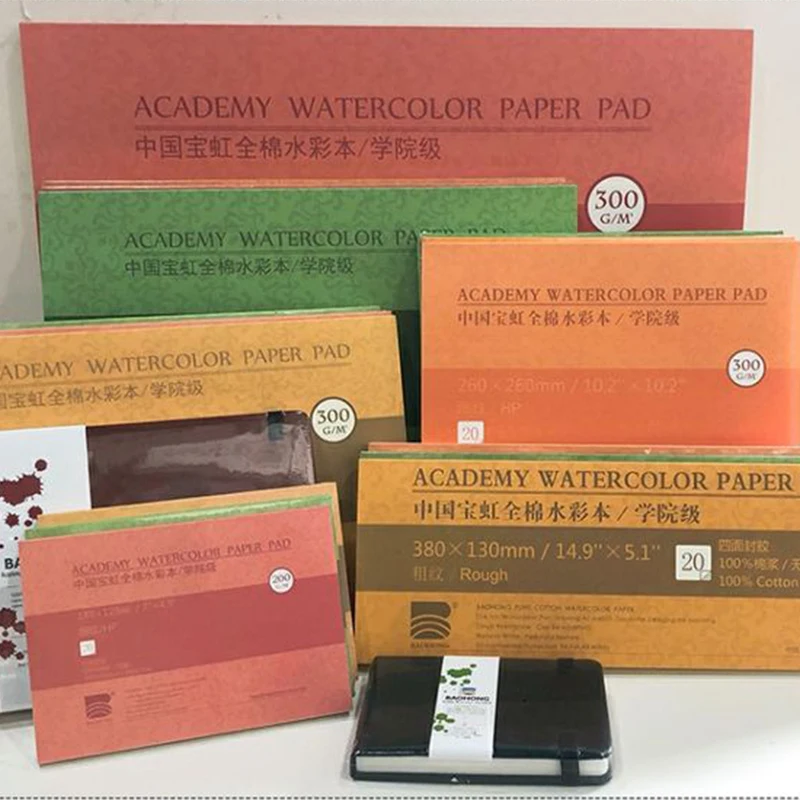 Barteen 100% Cotton Professional Watercolor Paper 20Sheets Hand Painted