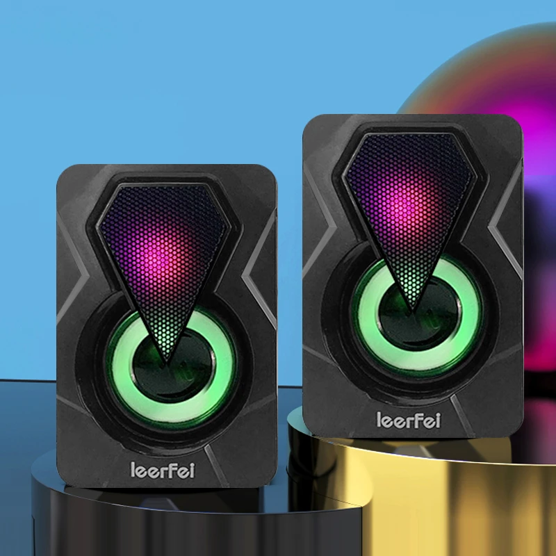 Altavoces con USB para ordenador, Subwoofer estéreo de graves, LED colorida, altavoz para juegos de ordenador portátil, smartphone, MP3, 1 par|Altavoces portátiles| - AliExpress