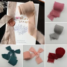 

5meters/roll Handmade Frayed Edged Chiffon Silk Ribbon for Wedding Invitation Bouquets Sheer Fringe Ribbon Craft Flatlay