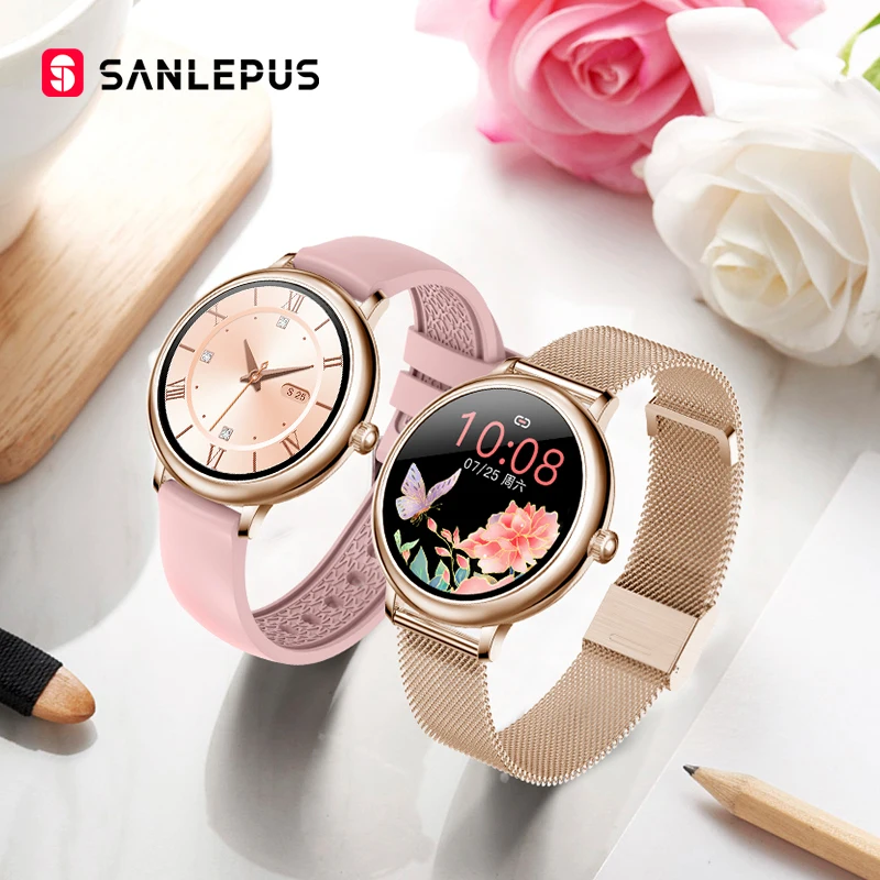 2021 SANLEPUS Stylish Women's Smart Watch Luxury Waterproof Wristwatch Stainless Steel Casual Girls Smartwatch For Android iOS