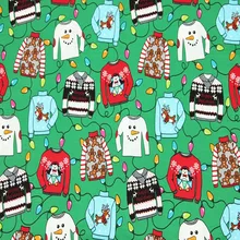 140 см ширина Рождество свитер и огни зеленый хлопок ткань для детской одежды Рождественский Чехол на подушку день Decoration-BK547