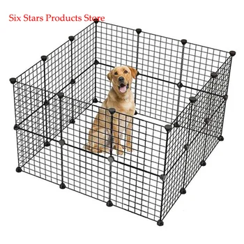 

Pet Playpen Fence Small Animal Cage Indoor Portable Metal Wire Yard Fence for Guinea Pigs Rabbits Kennel Crate Fence Tent Black