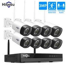 Hiseeu 3MP CCTV inalámbrico sistema de cámara 2-Audio para 1536P 1080P 2MP cámara IP al aire libre sistema de seguridad Video vigilancia Kits
