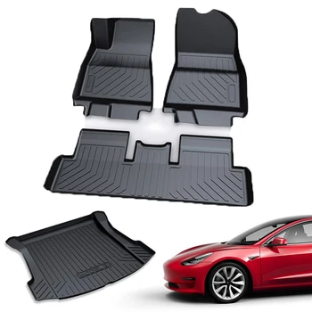 

Rubber Car Trunk mats Floor Mats Cargo Liner Rear Cargo Tray Black Waterproof For Tesla Model 3 2017 2018 2019 2020 Accessories