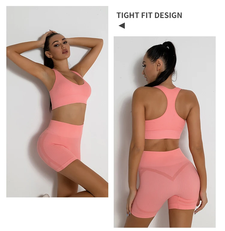 WANYUCL Seamless Yoga Sets High Waist Shorts Fitness Two Piece Tracksuit Athletic Vest Tops Sport Set for Women Workout Clothing