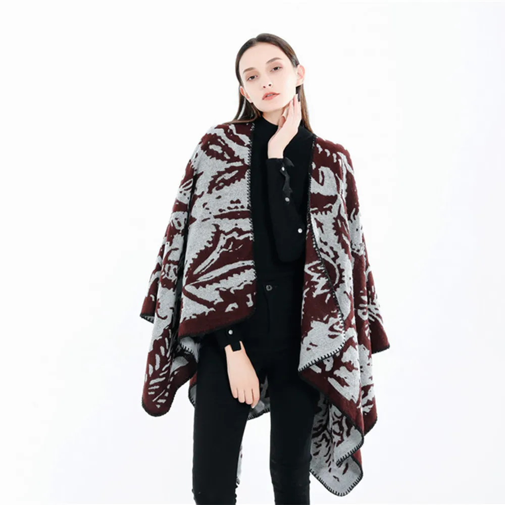 The new autumn and winter style imitation cashmere forked shawl tourism cloak in Europe the United States |