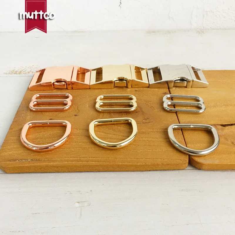 

50sets/lot (metal buckle+adjust buckle+D ring/set) DIY Dog Collar Metal Curved Side quick Release Buckles for 2.5cm 3 colors