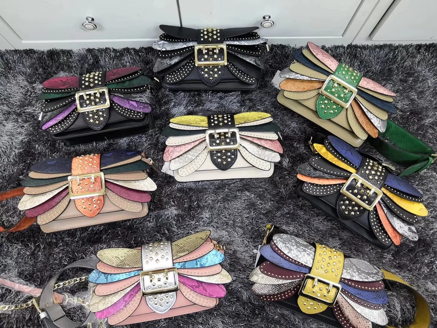

Luxury Handbag Women Shoulder Bags Designer Flap Fashion High Quality Rivet Drop Shipping Satchels Butterfly Shape Purse Fashion