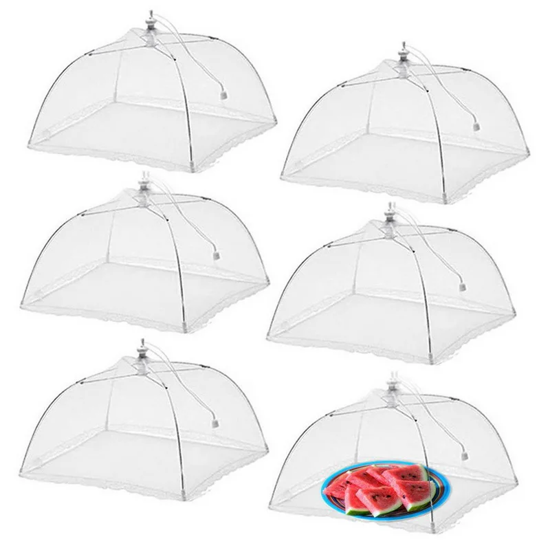 6pc 31x31cm Чехлы для еды, практичный кухонный сложенный пищевой чехол, гигиенический сетчатый зонт, стиль кухонной посуды, покрытие для стола, сетчатая кухонная посуда - Цвет: 6pc 31x31cm