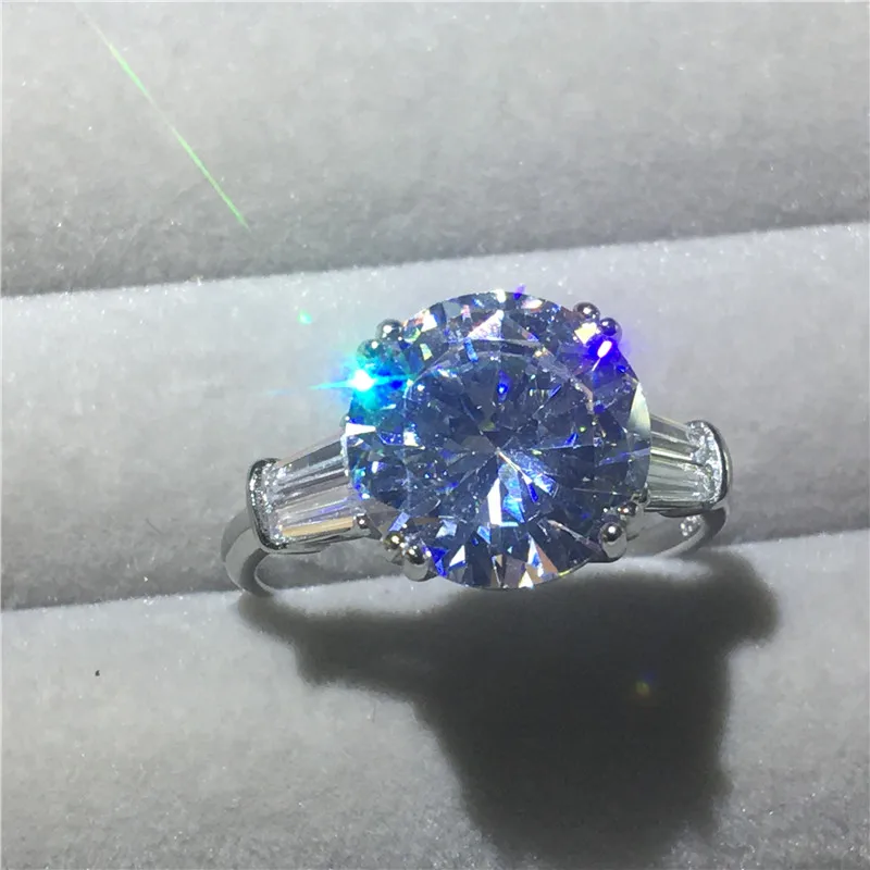 Choucong Solitaire кольцо с круглой огранкой 5ct AAAAA cz 925 пробы Серебряное обручальное кольцо кольца для мужчин и женщин ювелирные изделия