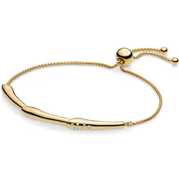 

New 925 Sterling Silver Bracelet Shine Flower Stem Sliding Bracelet Bangle Fit Women Bead Charm Diy Fine Jewelry