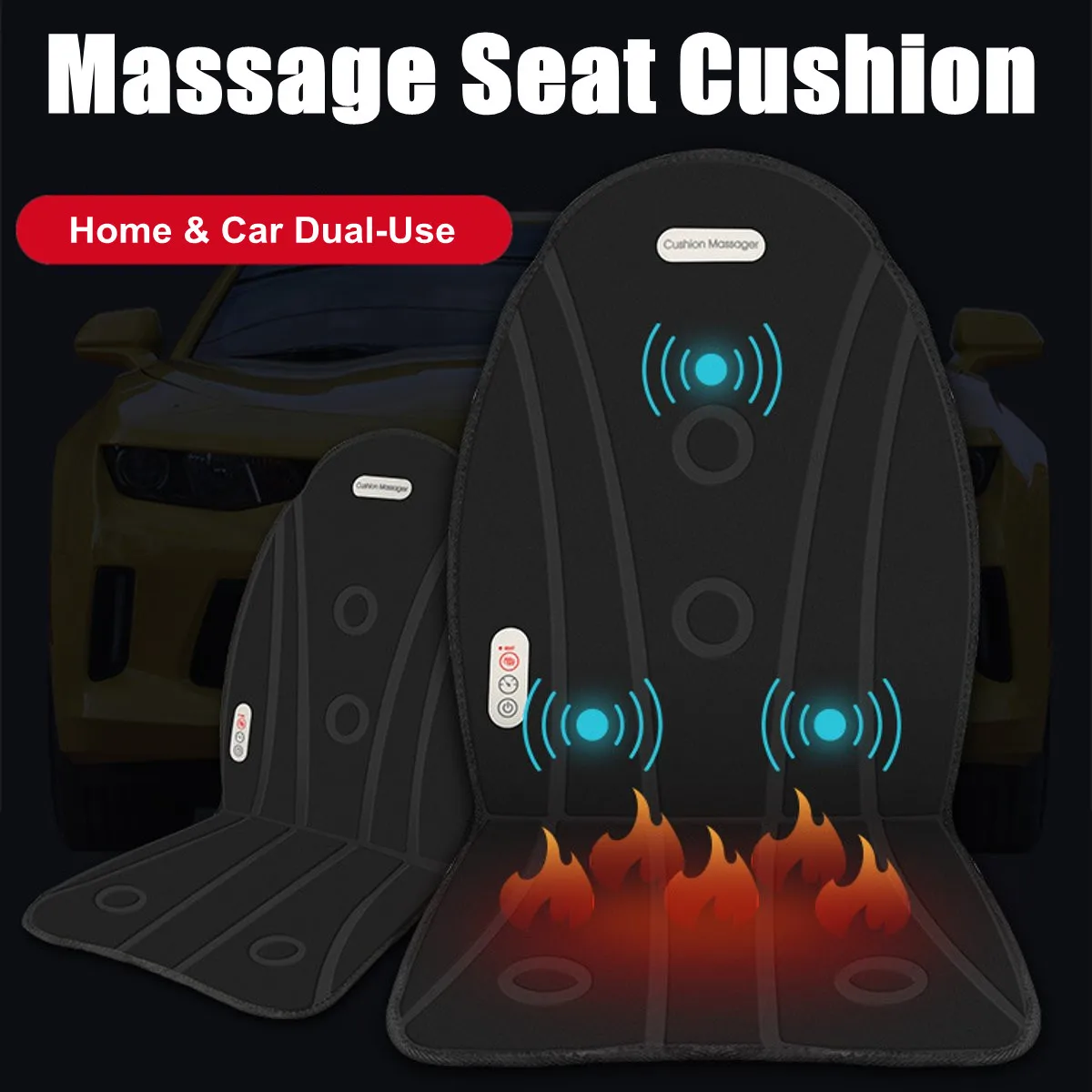

110-240V 2 in 1 Vibrating Heated Massage Seat Cushion Multifunction Auto Car Chair Massager 90x44cm Back Relaxation Health Care