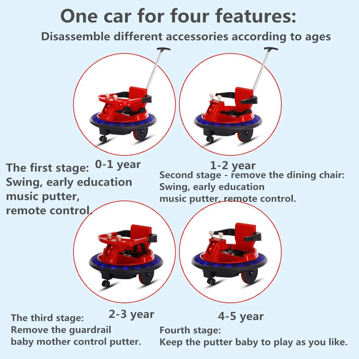 

Hot Kids Electric Car Remote Controller Vehicles Toys With Early Education Music Light UFOBumper Car