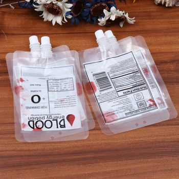 

20PCS 250ml Blood Drink Bag Halloween Beverage Squeeze Pouches for Party Juice (Alien Blood)