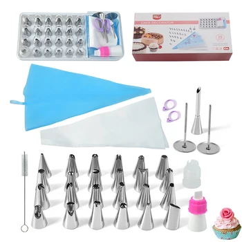 

New 42pcs/Set Confectionery Bag With Nozzles Icing Piping Tip Stainless Steel Cake Decorating Tool Pastry Cream Spout For Baking