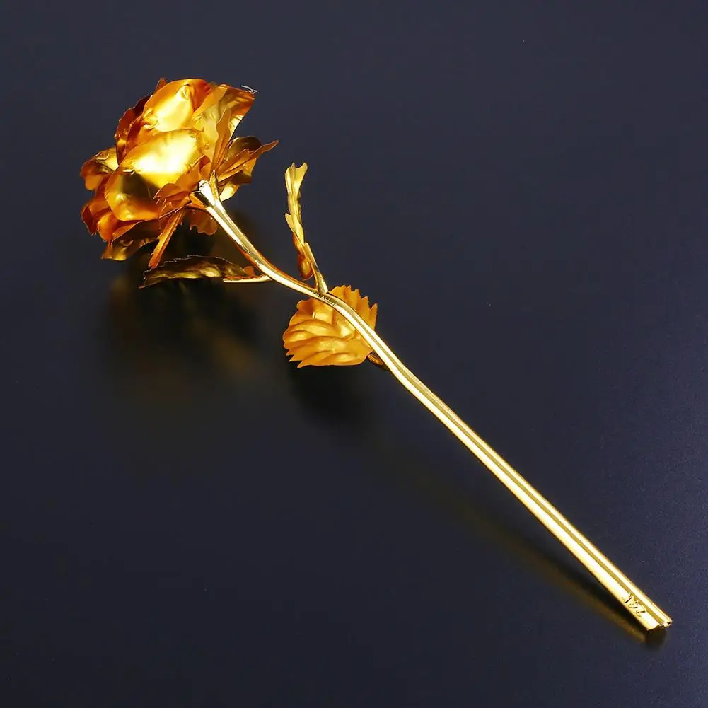 Gold Foil Plated Rose Flowers Goldplated Artificial Flower Golden Violet 24K Without Box Romantic