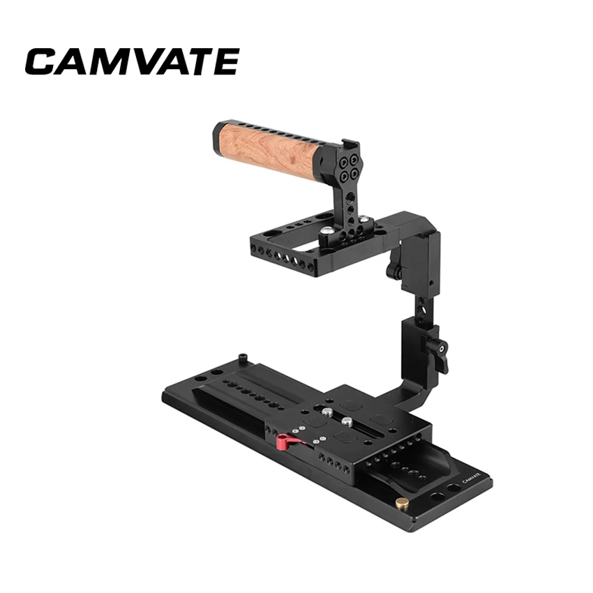 Camvat Quick Release Half Cage Kit с 1" ласточкин хвост мостовой пластиной и деревянной верхней ручкой для красных DSMC2 видеокамер C2332