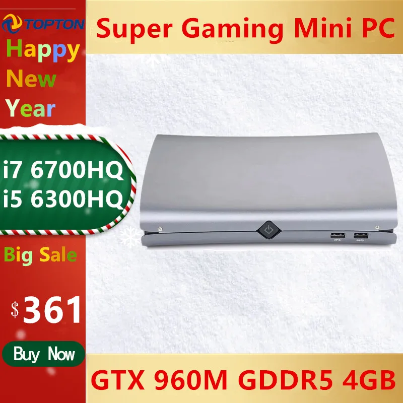Игровой настольный мини-компьютер Topton Intel Core i7 6700HQ i5 6300HQ GTX 960M GDDR5 4 Гб ОЗУ HDMI + DP Type C