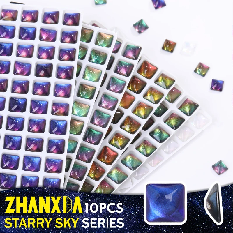 

Glass Rhinestones Flatback Crystals Nail Gems Art Accessories Rhinestone Sky Series Square Stones For Decoration