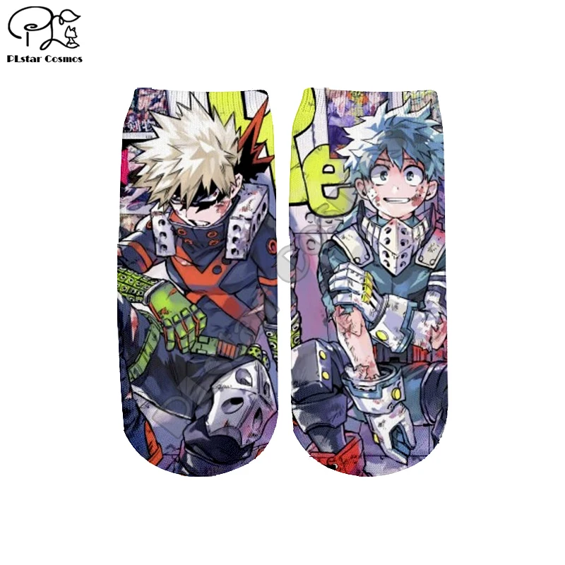 PLstar Космос Прямая ; ; аниме «Мой герой красочные Новая мода 3DfullPrint Для женщин/мужчин/для мальчиков и девочек, короткие носки s-8