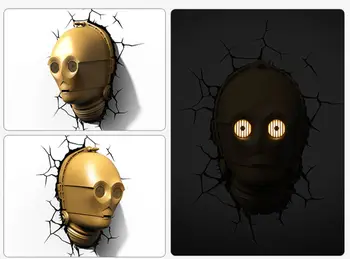 

[New] Creative Wars See-Threepio C-3PO Robot figures model 3D Wall Lamp Unique LED light lamp Ornament Home room decoration