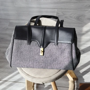 

Women Retro Fashion Shoulder Bag Wild Large Capacity Woolen Cloth Handbag 2020 New Trend Luxury Hand Bag