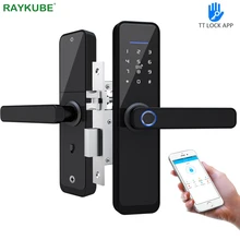 Raykube impressão digital fechadura da porta wifi bluetooth tt bloqueio aplicativo eletrônico bloqueio digital 13.56mhz cartão tag hotel trava dupla x2