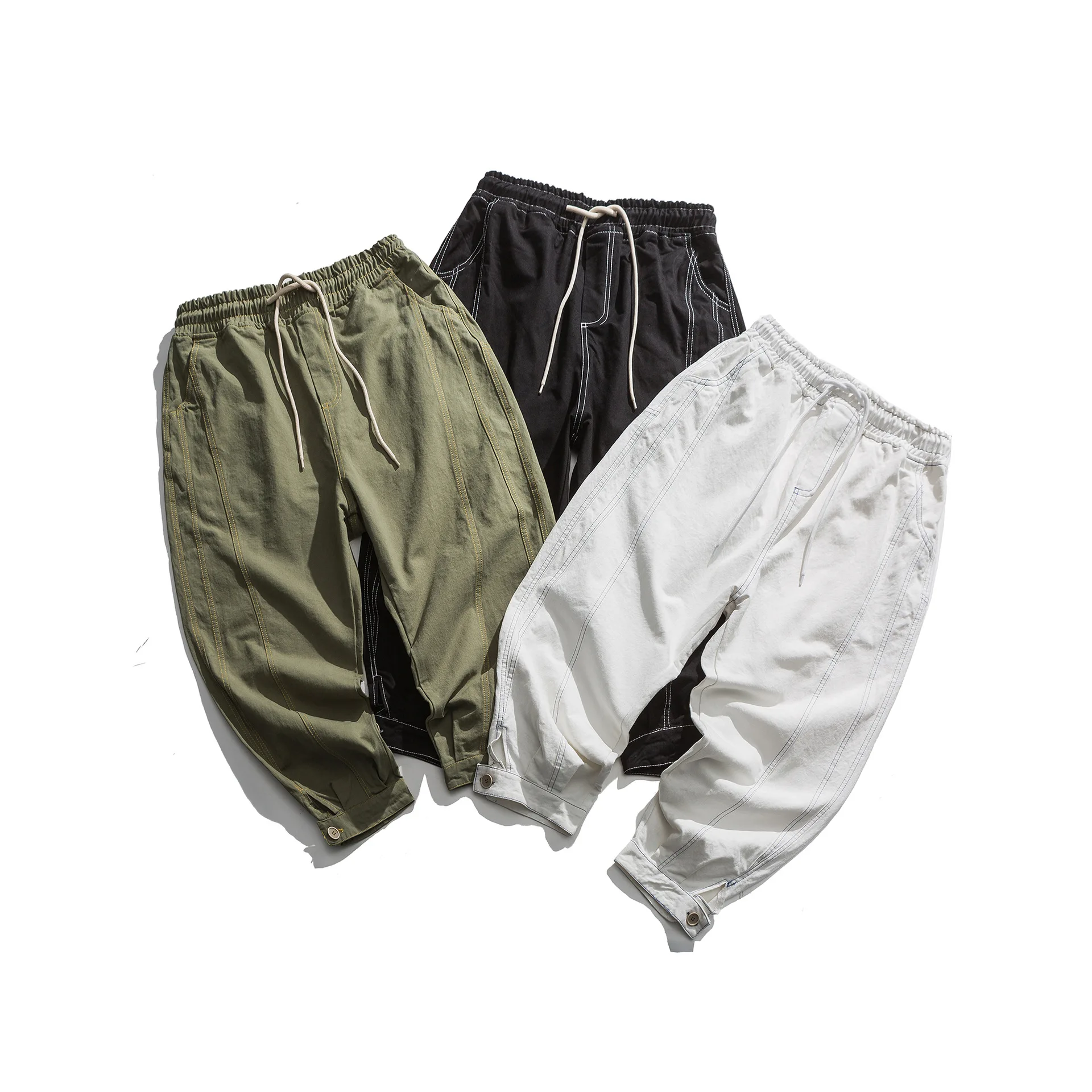 

City Where the Product 2020 Spring New Style Men Loose-Fit Lace-up Casual Pants Japanese-style Popular Brand Capri Pants